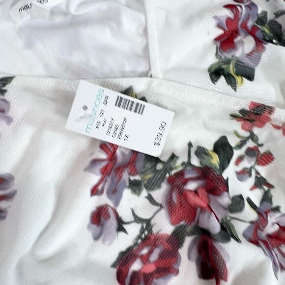 Maurices Mini Dress Womens 1X Multicolor Lined Tiered V-Neck Floral Print New - Picture 4 of 11